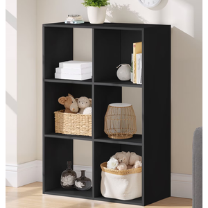 6 Cube Storage Organizer, Bookshelf with 3 Removable Back Panels for Living Room, Bedroom, Home Office, Black