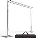 EMART Backdrop Stand Heavy Duty 10x10Ft, Double Crossbar Pipe and Drape Photo Background Support Kit, Adjustable Metal Frame with Flat Base for Wedding Birthday Party Decorations (Silver)