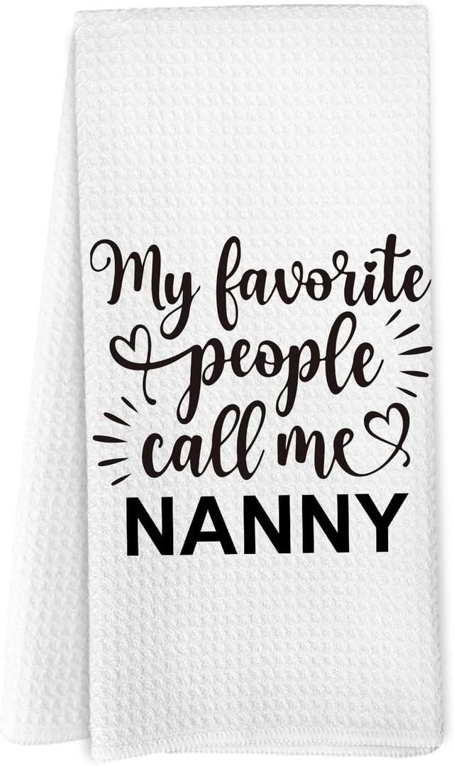 5 x Nanny Gifts Kitchen Towels, Nanny Gifts for Grandma Dish Towels Tea Towels for Kitchen, Nanny Grandma Gifts from Grandkids, Gifts for Nanny Hand Towels for Bathroom Kitchen, 16x24 Inches