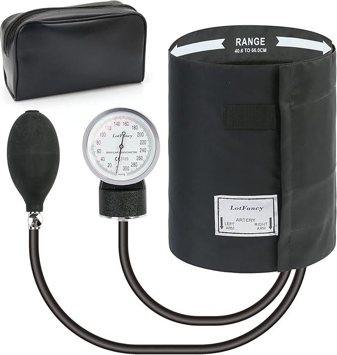 LotFancy XXL Blood Pressure Cuff Manual Adult, Professional Thigh BP Cuff 16"26", Extra Large Adult Size Sphygmomanometer with Carrying Case and Zero Calibration for Home Use, Nursing Student, Doctor