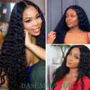 28 Inch Long Curly Deep Wave Lace Front Wigs Synthetic Artificial Human Hair Pre Plucked for Black Women Lace Front Wigs Natural Hairline Human Hair Water Wave Wigs Heat Resistant Wigs