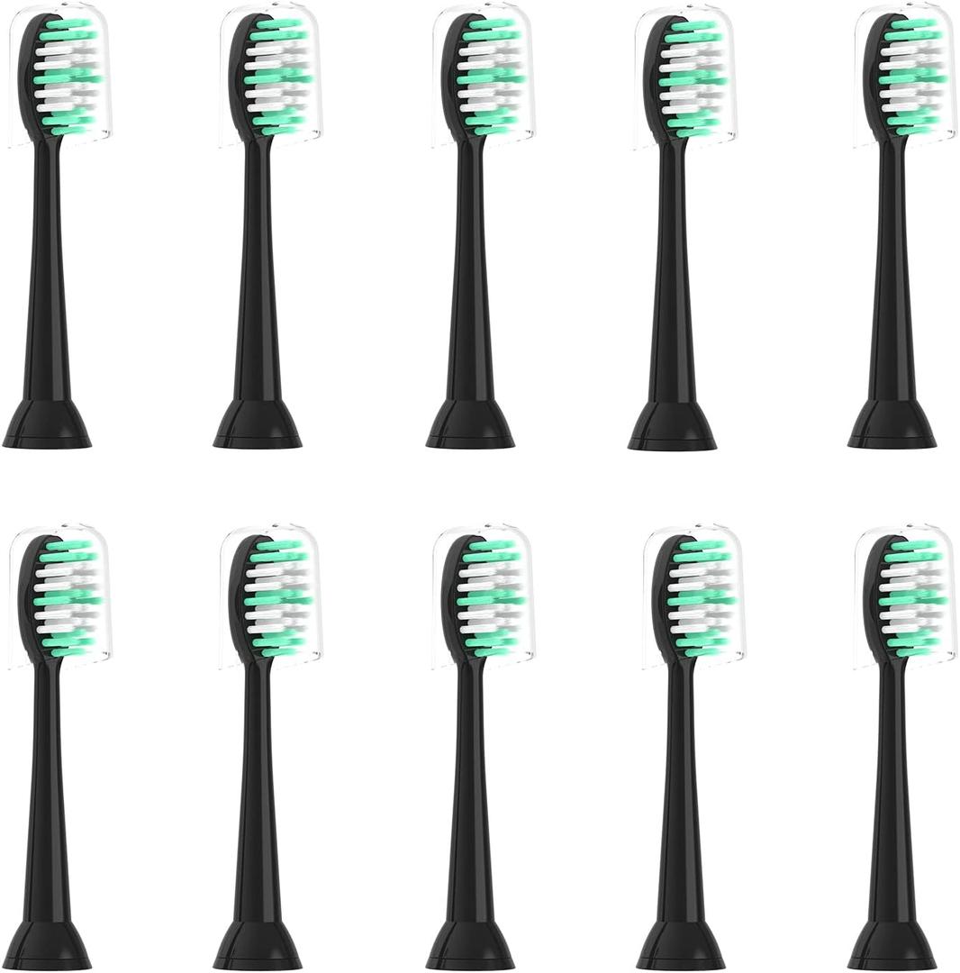 Replacement Toothbrush Heads 10 Pack Compatible with AquaSonic Black Series for Vibe Series Black Series pro, and for Duo Series pro Electric Toothbrush,Soft Balck