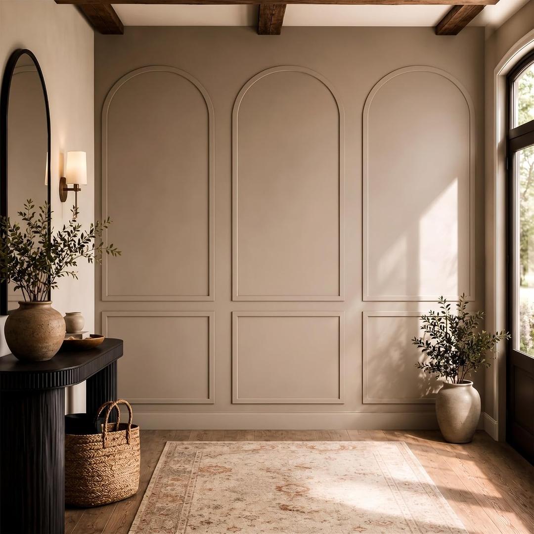 Nuanchu 94 x 29 Inches 3 Set Arch Mdf Board and Batten Wall Panel Kit
Premade Wainscoting Wall Molding Kit Frame Accent Molding Pre Cut Trim for DIY Room Decor (Classic Style)
