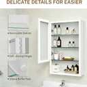 16x26 inch Bathroom Medicine Cabinet with Mirror, Platstic Framed Beveled Edge Mirror Cabinet with Removable Shelves, Extra Storage Space, Recessed or Surface Mount, CS5004-1626