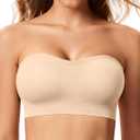LetsJoli Push Up Strapless Bras for Women Supportive Bandeau Bra Non Slip Wireless No Underwire Padded Tube Bra (XL)