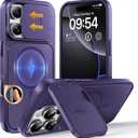TOCOL for iPhone 16 Pro Max Case with Slide Camera Cover, Kickstand and Camera Control Button, Fit for MagSafe, Rugged Solid Phone Case, Non-Slip, Drop Protection, Midnight Purple