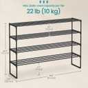 SONGMICS Shoe Rack, 4-Tier Shoe Organizer, Metal Storage Shelf, Upright or Upside Down, for 25-30 Pairs, Stackable, for Entryway, 11.8 x 46.1 x 28.4 Inches, Black ULSA034B01