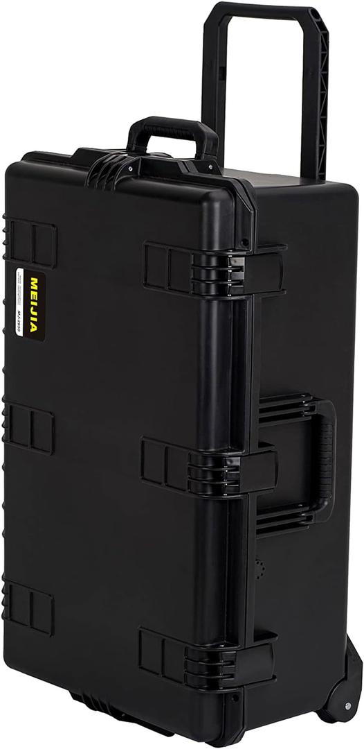 MEIJIA Portable All Weather Waterproof Camera Case,Customizable Fit Foam with Rolling Wheels and Retractable Pull Handle,31.3"X20.3"X12.25"