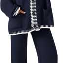 PRETTYGARDEN Lounge Sets for Women Fall 2026 Loungewear 2 Piece Outfits Cardigan Sweaters Track Suit Matching Winter Clothing (X-Large, Navy)