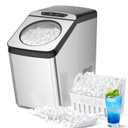 WIE Nugget Ice Maker Countertop, 44 lbs in 24 Hours, Pellet Ice Maker Machine with Self-Cleaning, 0.75 Gallon Tank & Scoop Included, Crushed Pebble Ice Makers for Home/Office/Bar/Party, Silver