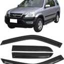 Window Visor Compatible with 2002-2006 Honda CRV SUV, Slim Style Acrylic Smoke Tinted Sun Rain Shade Guard Wind Vent Air Deflector by IKON MOTORSPORTS, 2003 2004 2005