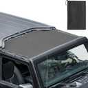 JOYTUTUS Front Sun Shade Top Compatible with Wrangler JK & JKU 2007-2018 (Not for JL), Integrated No-Slip Straps, Bikini Top Cover Blocks UV, Wind, Noise