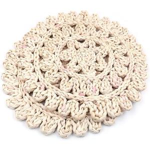 Alnicov 2 PCS15 Inch Table Heat Insulated Pad,Flower Shape Rattan Tablemat,Natural Corn Husk Woven Placemat Handmade for Kitchen Dining Table Heat Insulated Pad