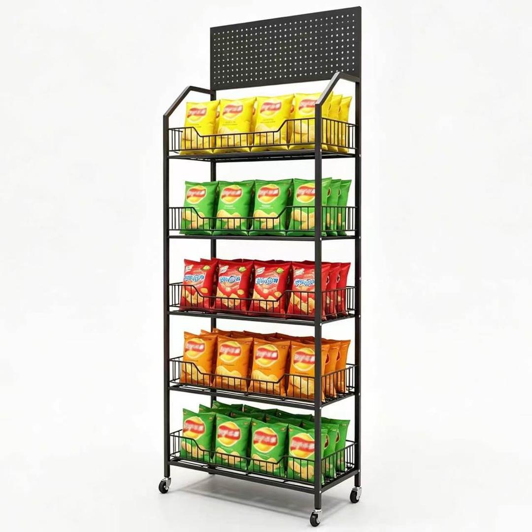 Fitzkor 5 Tier Retail Storage Rack Snack Rack Display Stand