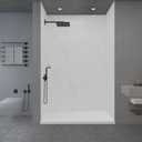 WOODBRIDGE Solid Surface 36"W  36"D  96"H 3-Piece Shower Wall Panel Surround Kit, Carrara White, Trimmable, Quick Install