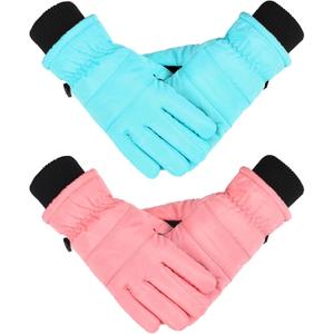 Boao Kids Winter Ski Gloves Waterproof Warm Snow Mittens Full Finger Gloves for Toddlers Infants (1 - 3 Years, Blue, Pink)