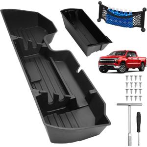 Mixsuper Liner Under Seat Storage for 2019-2026 Chevy Silverado 1500/GM Sierra 1500 & 2020-2025 Silverado/Sierra 2500HD/3500HD, ABS 6PCS Kit with Mesh Pocket & Inner Bin, Silverado Accessories Black