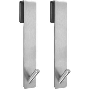 Shower Door Hooks(7.5 Inch),Extended Over Door Hooks for Bathroom Frameless Glass Shower Door,Stainless Steel Towel Hooks,Heavy Duty Rack Hooks for Robe,Towel-2 Pack-Silver