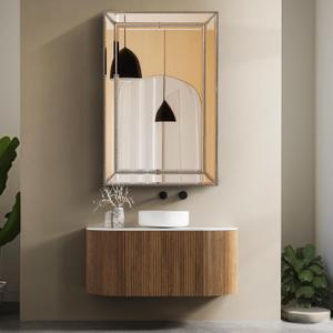 Head West 24'' x 36'' Metro Beveled Edge Mirror with Beaded Glass Frame, Wall Mounted Rectangle Mirror for Bathroom Vanity, Over Sink, Entryway, and Bedroom, Champagne Silver