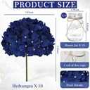 Mason Jars with Hydrangea, 10 Set Artificial Flower Table Centerpieces Glass Flowers Vases Decor for Home Wedding Farmhouse Bridal Shower Graduation Boho Decorative(Royal Blue)