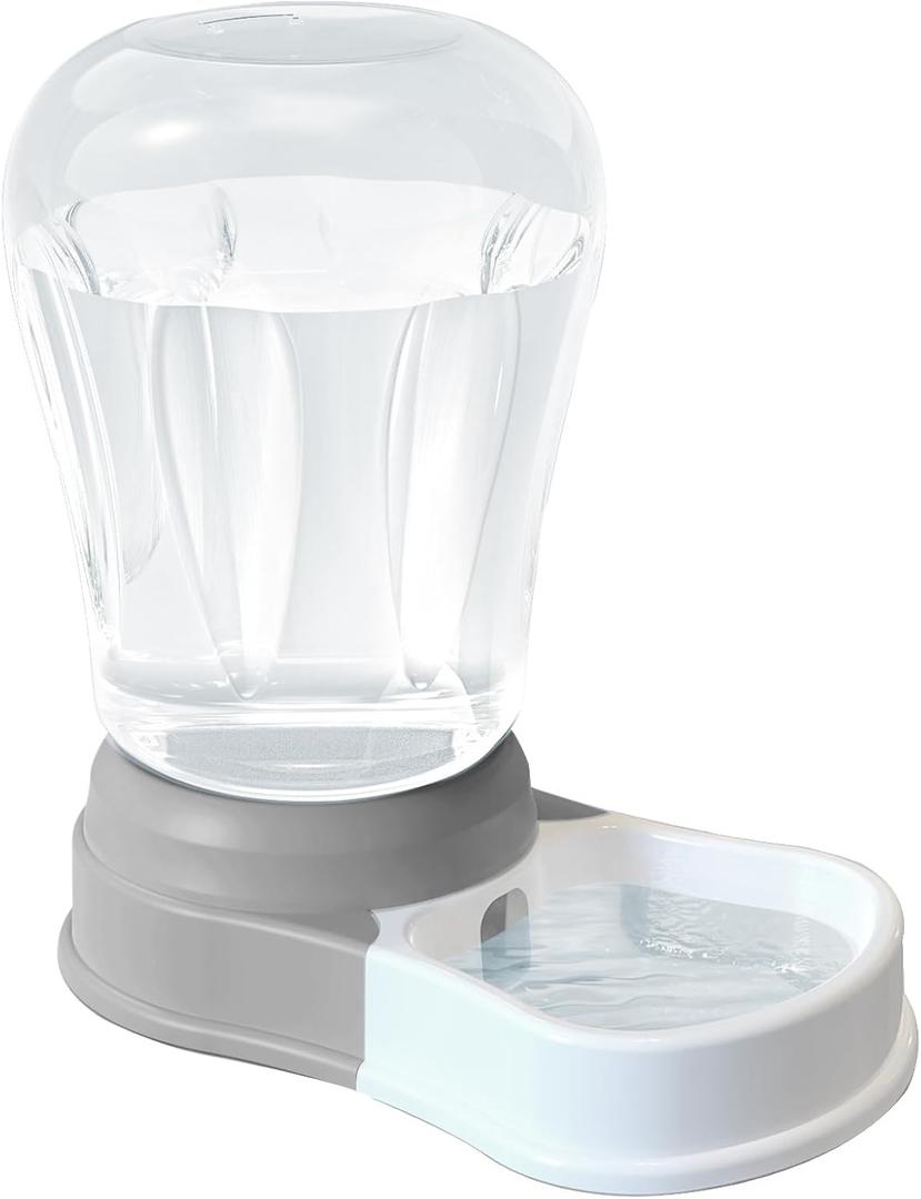 1.6 Gallon Automatic Dog Water Dispenser, Large Capacity Gravity Pet Water Bowl for Multiple Pets, BPA-Free Cat Water Feeder for Large Dogs, Refill Less Often, Grey