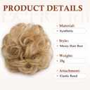 Benehair Messy Bun Hair Piece Scrunchy Updo Hair Pieces for Women Fluffy Wavy Hair Bun Scrunchies Donut Hairpiece Synthetic Chignons With Elastic Rubber Band Dark Blonde & Ash Blonde 1pc 25g