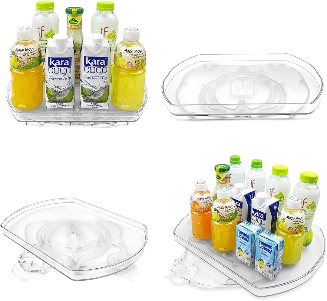 360° Rotating Lazy Susan Turntable - Multifunctional Rectangular Organizer 15.1" x 11.4" for Refrigerator, Cabinet, Pantry, and Kitchen Countertop (4 Pack)