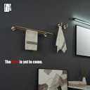 JQK Double Towel Bar Champagne Bronze, 19 Inch 304 Stainless Steel Thicken 0.8mm Towel Rack Bathroom, Towel Holder Wall Mount, Useable Length 16 Inch, TB100L16-CB