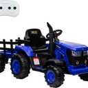 Kids Ride On Tractor, 12V Ride On Toy Car with Remote Control, Electric Vehicles Toy with LED Headlights & USB for Boys Girls 3-8, Ideal Gift for Kids (Blue)