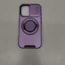 DEERLAMN Case for iPhone 17 6.3-Inch with Slide Camera Cover + Screen Protector (2 Packs), Rotated Ring Kickstand Military Grade Shockproof Protective Cover-Light Purple