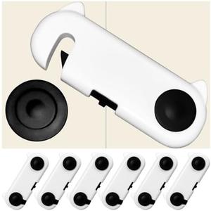 Taeku Cabinet Safety Locks, 6 Pack Baby Proofing Child Safety Latches with Strong Adhesive for Kitchen Drawers, Cabinets, Closets, Pantry, and Doors (Black)