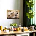 KREATIVE ARTS Coffee Bar Wall Art 16x24 Inch Kitchen Canvas Print Vintage Beans and Croissant Picture for Cafe Dining Room Coffee Station Rustic Home Decor