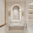Niccy Arched LED Bathroom Mirror, 48x24 Inch Arch Frameless Backlit Mirrors for Wall Arched Lighted Vanity Mirrors Defogger and 3 Color, Explosion-Proof, HD Glass and IP65 Waterproof