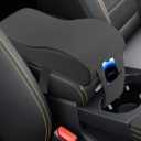 Car Armrest Cushion, Memory Foam Car Center Console Pillow Cushion with Phone Holder Storage Bag, Leather Arm Rest Pillow Cover, Universal Car Armrest Pad Accessories (Black)