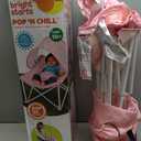 Bright Starts Pop N Chill Baby Chair Travel Seat, Indoor/Outdoor Use, Portable Infant Seat with Removable UPF 50+ Canopy, Pink, 0-6 Months