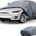 Waterproof Model X(2015-2026) Car Cover with Breathable Vents, [2026 Upgrade] Premium Covers with Cotton Liner and Zipper Door,Sun Rain Snow Dust Uv Protection.(Gift with Towel Storage Bag)