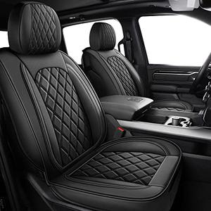 MIROZO Dodge Ram Seat Covers Full Set,5PCS Car Seat Cover Waterproof Fits for 2009-2025 Ram 1500 2500 3500 Crew Quad Regular Cab Pickup Cushions with Split Bench 40/60(Black,Full Set Flat Back) : Automotive