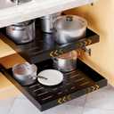 SpaceAid Pull Out Cabinet Organizer, 1 Pack Expandable 11.8"-19.6" (Need to Pull to Widen) Heavy Duty Pull-Out Drawer with Adhesive Tape for Kitchen Storage Cabinets (Black, 17" Deep)