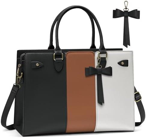 Laptop Bag for Women 15.6 Inch Laptop Tote Bag Waterproof Pu Leather Work Bag Computer Briefcase Office Teacher Handbag