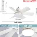 Socket Fan Light Original-Warm,Natural,Cool LED 20'' Screw in Ceiling Fans with Lights and Remote Control,Replacement for Lightbulb-Bedroom,Kitchen,Bathroom 2000L, Temperature can Change