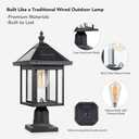 Solar Lamp Post Light Outdoor, Casting Aluminum Glass Lens Dusk to Dawn Vintage Solar Post Light ST4343Q Waterproof for Pier Mount Gate Path Pole Garden Column Pillar Porch Yard Driveway, 1 Pack