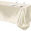 TURSTIN 1 Pack Ivory Satin Tablecloth 102 x 58 Inch Overlay Satin Table Cover Rectangle Bright Silk Tablecloth Smooth Fabric Table Decoration for Wedding Banquet Party Events