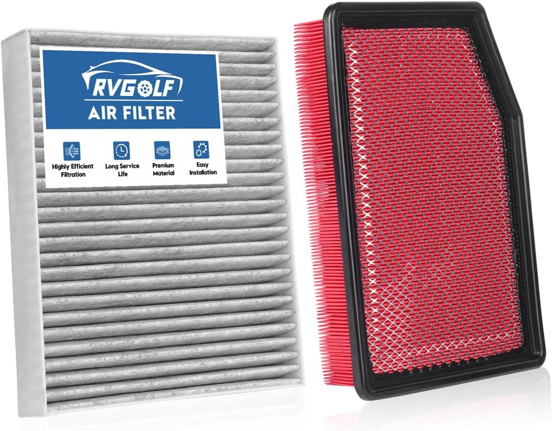 RVgolf Engine+Cabin Air Filters Set Fit for 2019-2025 2026 Chevrolet Silverado 1500＆GMC Sierra 1500, 2021-2025 2026 Suburban Engine Filter Replacement AC Air Filter Accessories# CF11966 84121217