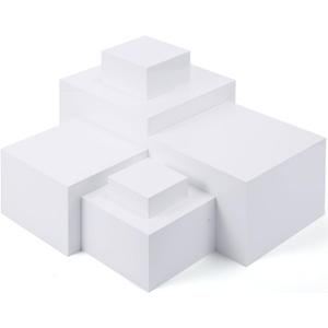 Geelin 6 Pack Acrylic Risers for Display Acrylic Cube Boxes Risers Display Stands with Hollow Bottoms Decorative Stand for Jewelry Candy Table Decor 6 Sizes(White)