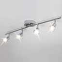Qcyuui Modern 4-Light Track Lighting Kit, Flush Mount Wall/Ceiling Spot Lights Fixture, LED Track Lighting with Chrome Rotatable Light Head for Kitchen Living Room, 4GU10 Bulb (Included)