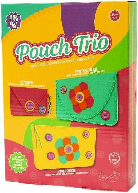 BlesSew Sewing Kit for Kids Ages 10+ - Learn to Sew 3 Felt Pouches - Beginners Sewing Course with Easy-to-Follow Video Tutorials & Instructions - Sew Fun for Kids
