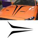 39.4''x7.3'' Vinyl Car Hood Stripes Sticker,Racing Stripes for Cars,Automotive Exterior Accessories Decoration 2PCS(Black)