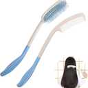 Fanwer Long Reach Handled Comb and Hair Brush Set Applicable to Elderly and Hand-Disabled People Inconvenient Upper Limb Activities (2 pcs)