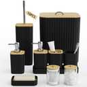 InnJoey Bathroom Accessories Set - 10PC Bathroom Set, Black Bathroom Set, Bathroom Accessories Set, Toilet Brush, Bathroom Trash Can & Soap Dispenser