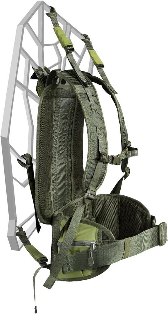 UIIHUNT Tree Stand Transport System, Comfortable Padded Tree Stand Backpack Carry Straps, Adjustable Tree Stand Carrier System, Universal Fits Most Tree Stands, Includes Necessary Hip & Waist Belt (Green)